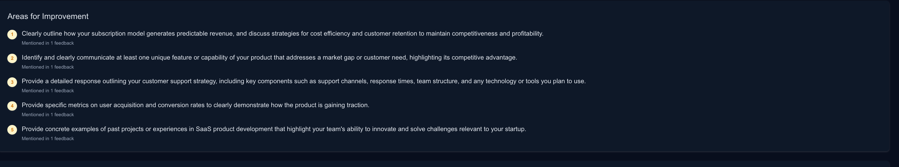 Y Combinator interview practice simulation - YC-specific improvement recommendations